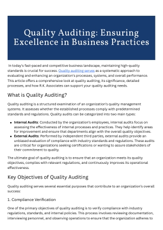 Quality Auditing: Ensuring Excellence in Business Practices