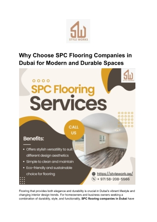 Why Choose SPC Flooring Companies in Dubai for Modern and Durable Spaces
