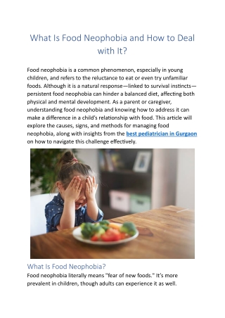 What Is Food Neophobia and How to Deal with It?