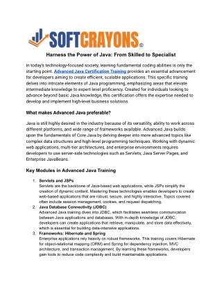 Advanced Java Certification Training