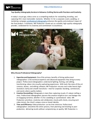 Videography Services in Kelowna