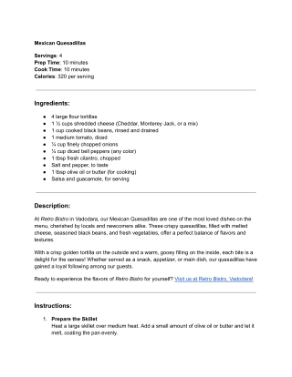 Mexican quesadillas
