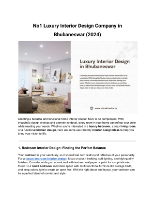 No1 Luxury Interior Design Company in Bhubaneswar (2024)