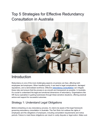 Top 5 Strategies for Effective Redundancy Consultation in Australia