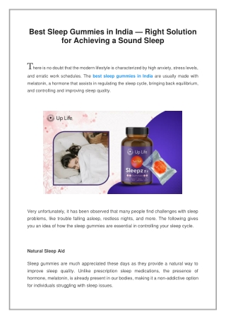 Best Sleep Gummies in India, Right Solution for Achieving a Sound Sleep