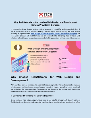 TechMetronix -Leading Web Design and Development Service Provider in Gurgaon