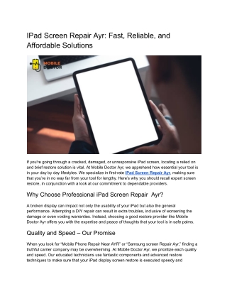 IPad Screen Repair Ayr_ Fast, Reliable, and Affordable Solutions