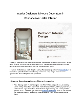 Interior Designers & House Decorators in Bhubaneswar -Intra Interior