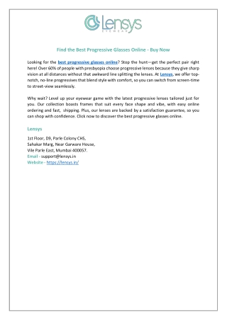 Find the Best Progressive Glasses Online Buy Now