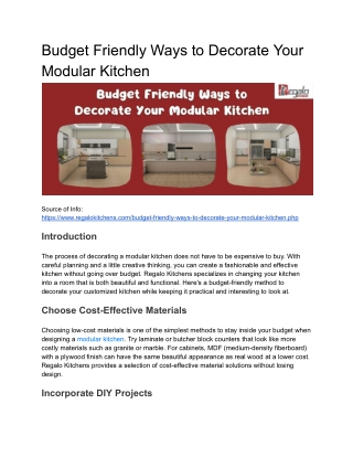 Budget Friendly Ways to Decorate Your Modular Kitchen
