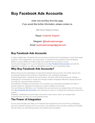 Buy Facebook Ads Accounts