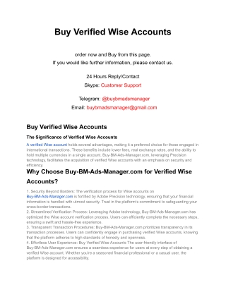 Buy Verified Wise Accounts