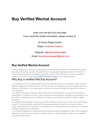 Buy Verified Wechat Account