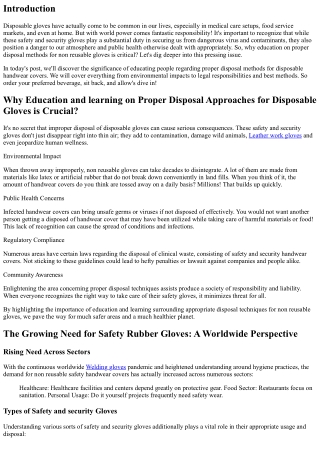 Why Education on Appropriate Disposal Techniques for Non reusable gloves is Cruc