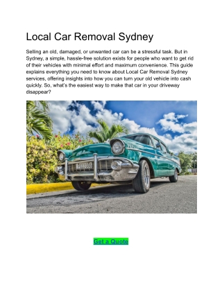 Local Car Removal Sydney