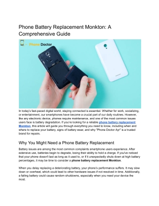 Phone Battery Replacement Monkton_ A Comprehensive Guide