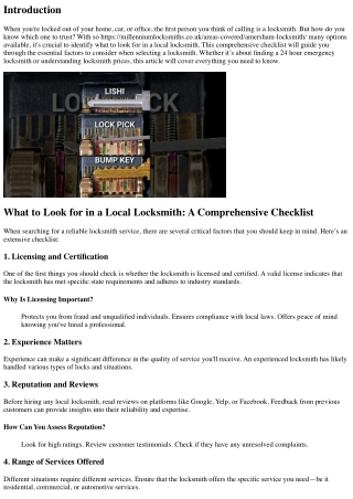What to Look for in a Local Locksmith: A Comprehensive Checklist