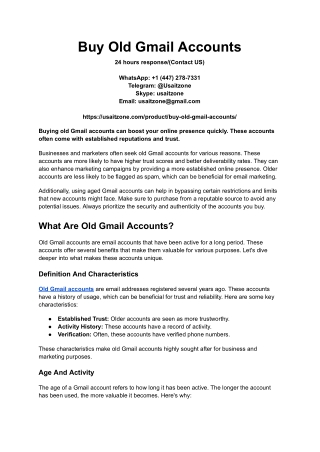 Buy Old Gmail Accounts