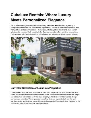 Cubaluxe Rentals Where Luxury Meets Personalized Elegance