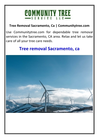 Tree Removal Sacramento, Ca  Communitytree.com