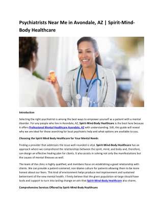 Psychiatrists Near Me in Avondale