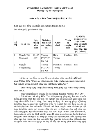 Đổi mới quản lý thực hiện Chọn lọc nội dung kiến thức và đổi mới phương pháp