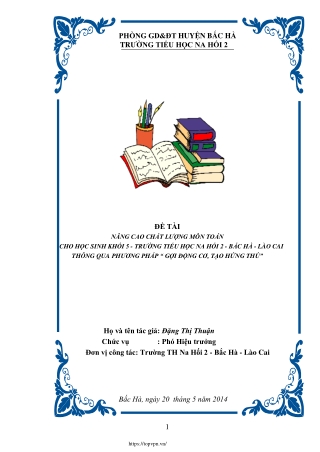 Nâng cao chất lượng môn Toán cho HS Lớp 5 qua PP Gợi động cơ, tạo hứng thú