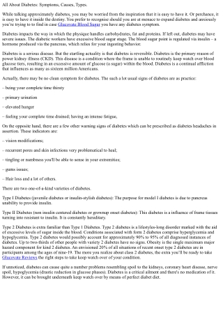 All about diabetes signs reasons versions