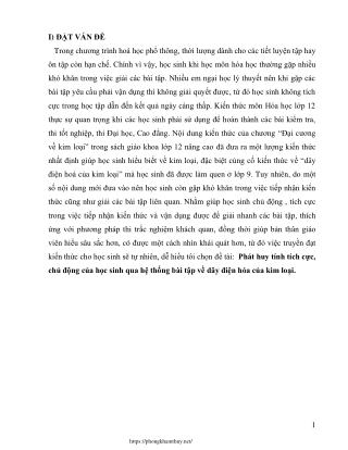 Phát huy tính tích cực, chủ động của HS qua hệ thống bài tập về dãy điện hóa