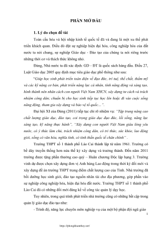 Biện pháp tăng cường quản lý hoạt động dạy học ở trường THPT số 1 Lào Cai