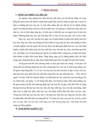 Sử dụng BT trong dạy học hoá học phần nitơ Lớp 11 để nâng cao chất lượng dạy học