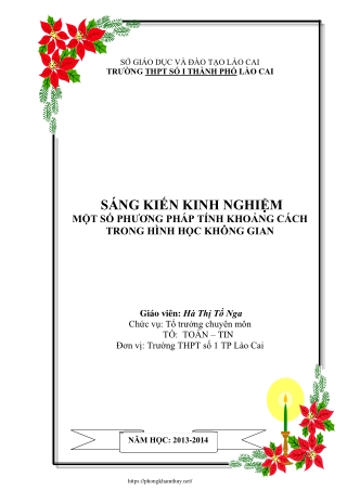Một số phương pháp giải các bài toán về khoảng cách trong hình học không gian