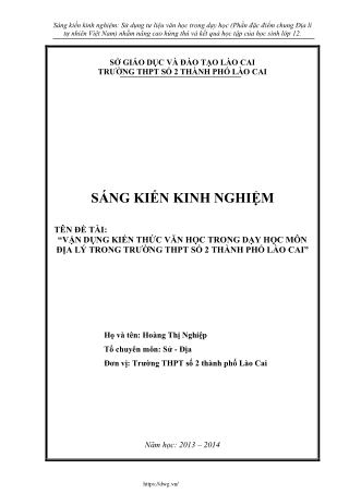 Sử dụng tư liệu văn học trong dạy học Địa lí tự nhiên Việt Nam cho HS lớp 12