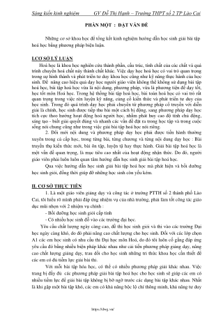 Kinh Nghiệm hướng dẫn học sinh giải bài tập hoá học bằng phương pháp biện luận