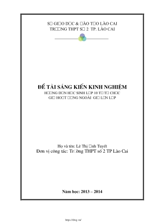 Hướng dẫn học sinh Lớp 10 tự tổ chức giờ hoạt động ngoài giờ lên lớp