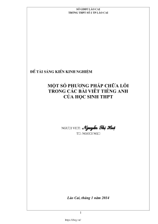 Một số phương pháp chữa lỗi trong các bài viết Tiếng Anh của học sinh THPT