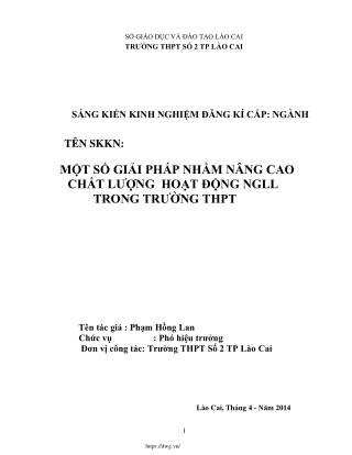 Biện pháp chỉ đạo tổ chức thực hiện hoạt động ngoài giờ lên lớp có hiệu quả