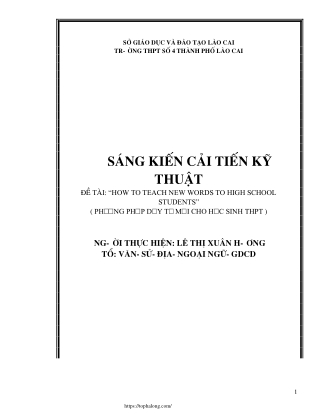 How to teach new words to high school students