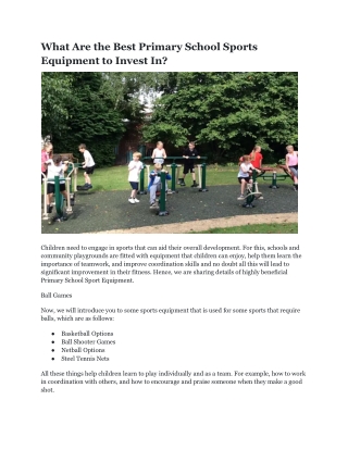 What Are the Best Primary School Sports Equipment to Invest In