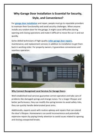 Why Garage Door Installation is Essential for Security, Style, and Convenience