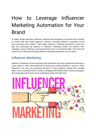 How to Leverage Influencer Marketing Automation for Your Brand