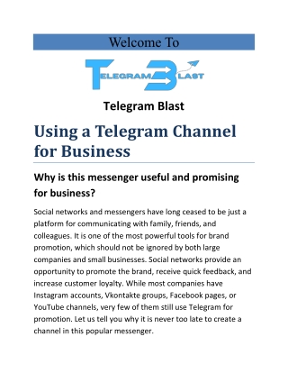 Using a Telegram Channel for Business