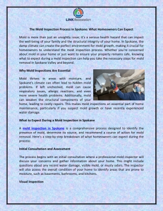 The Mold Inspection Process in Spokane What Homeowners Can Expect