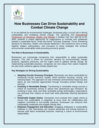 How Businesses Can Drive Sustainability and Combat Climate Change