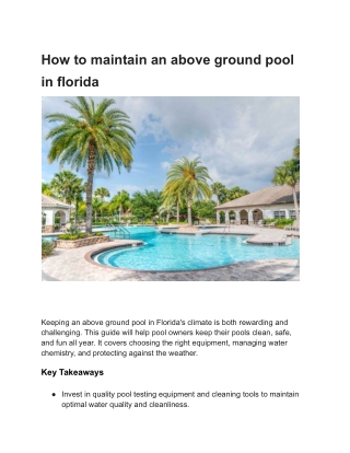 How to Maintain an Above-Ground Pool in Florida