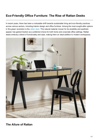 Eco-Friendly Office Furniture The Rise of Rattan Desks