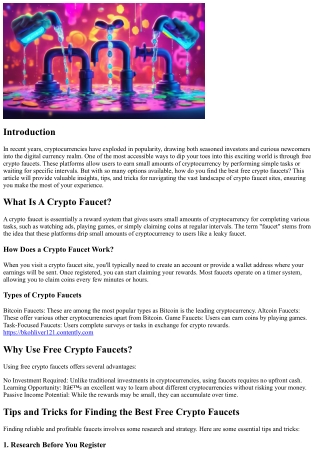 Tips and Tricks for Finding the Best Free Crypto Faucets