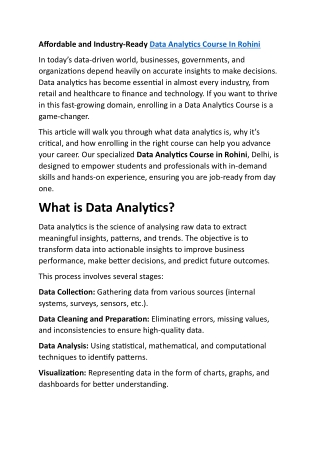 Data Analytics Course In Rohini