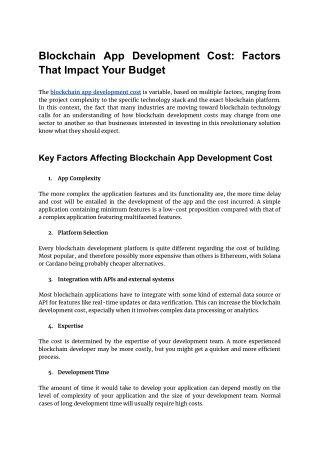 Factors Impacting Your Blockchain App Development Cost