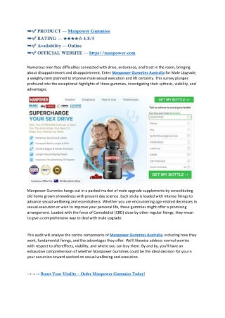 Manpower Gummies Australia Reviews "WELLNESS PROMOTER"